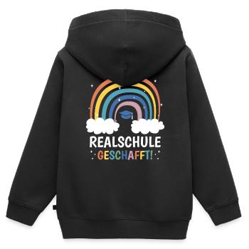 Bäähm Realschule Geschafft - Kinder Premium Organic Zip Hoodie - Schwarz - Hinten - AI Model Kid Male (0cm)