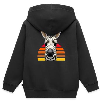 Joli design de zèbre - Sweat Premium à capuche zippé enfant bio - noir - Dos - AI Model Kid Male (0cm)