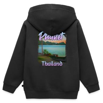 Phuket Sonnenuntergang in Thailand - Kinder Premium Organic Zip Hoodie - Schwarz - Hinten - AI Model Kid Male (0cm)
