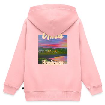 Utila, Honduras Sonnenuntergang - Kinder Premium Organic Zip Hoodie - Rosa - Hinten - AI Model Kid Female (0cm)