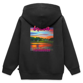 Utila, Honduras Sonnenuntergang - Kinder Premium Organic Zip Hoodie - Schwarz - Hinten - AI Model Kid Male (0cm)
