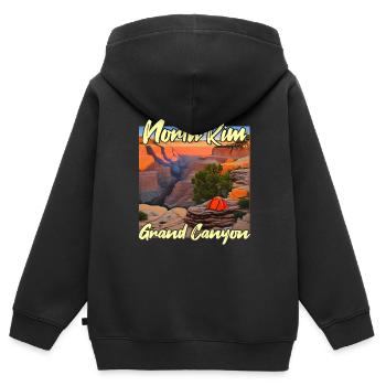 Coucher de soleil sur la rive nord du Grand Canyon - Sweat Premium à capuche zippé enfant bio - noir - Dos - AI Model Kid Male (0cm)