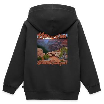 Coucher de soleil sur la rive nord du Grand Canyon - Sweat Premium à capuche zippé enfant bio - noir - Dos - AI Model Kid Male (0cm)