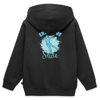 Enjoy the Slide Schlittschuhlaufen Eisbahn - Kinder Premium Organic Zip Hoodie - Schwarz - Hinten - AI Model Kid Male (0cm)