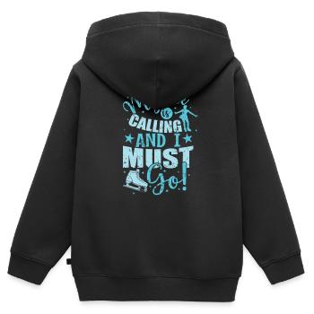 My Ice is calling and I must Go Eisbahn - Kinder Premium Organic Zip Hoodie - Schwarz - Hinten - AI Model Kid Male (0cm)