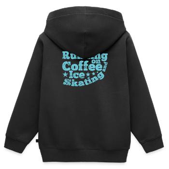 Running on Coffee and Ice Skating Eisbahn - Kinder Premium Organic Zip Hoodie - Schwarz - Hinten - AI Model Kid Male (0cm)