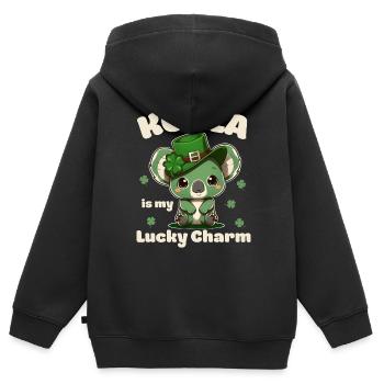 Koala is my lucky carm Kleeblatt St Patricks Day - Kinder Premium Organic Zip Hoodie - Schwarz - Hinten - AI Model Kid Male (0cm)
