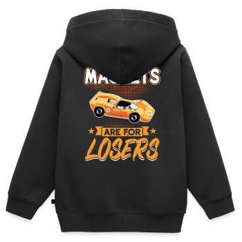 Les aimants sont pour les perdants - Slot Car - Sweat Premium à capuche zippé enfant bio - noir - Dos - AI Model Kid Male (0cm)