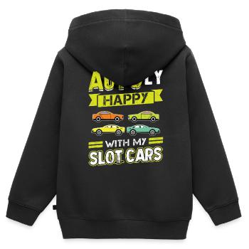 AUTOly satisfait de mes voitures à sous - Sweat Premium à capuche zippé enfant bio - noir - Dos - AI Model Kid Male (0cm)