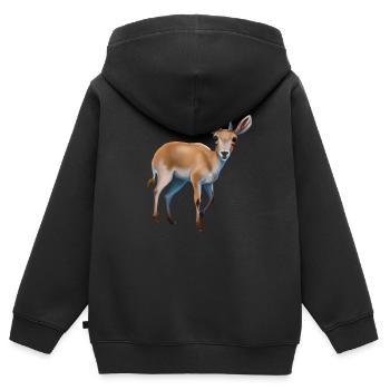 Antilope saïga - Sweat Premium à capuche zippé enfant bio - noir - Dos - AI Model Kid Male (0cm)