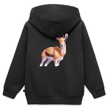 Antilope saïga - Sweat Premium à capuche zippé enfant bio - noir - Dos - AI Model Kid Male (0cm)