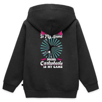 Maman roue de charrette - Sweat Premium à capuche zippé enfant bio - noir - Dos - AI Model Kid Male (0cm)