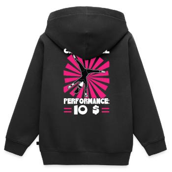 Performance de la roue de charrette pour 10 dollars - Sweat Premium à capuche zippé enfant bio - noir - Dos - AI Model Kid Male (0cm)