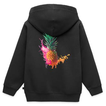 Farbenfrohe Ananas - Kinder Premium Organic Zip Hoodie - Schwarz - Hinten - AI Model Kid Male (0cm)