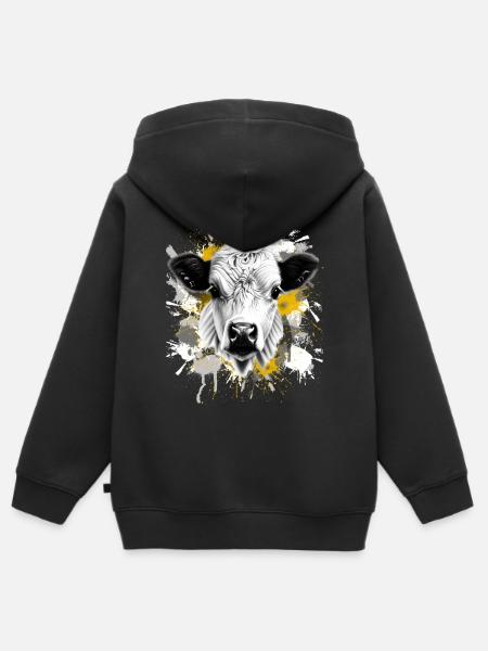 Vache - Sweat Premium à capuche zippé enfant bio - noir
