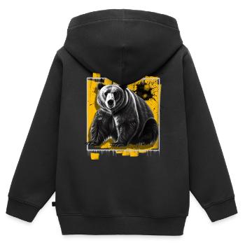Bär - Kinder Premium Organic Zip Hoodie - Schwarz - Hinten - AI Model Kid Male (0cm)
