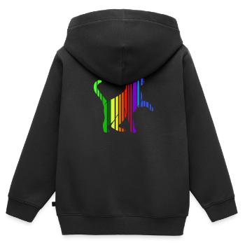 Bunte Katze in Regenbogen Streifen Katzen Freund - Kinder Premium Organic Zip Hoodie - Schwarz - Hinten - AI Model Kid Male (0cm)