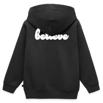 croire - Sweat Premium à capuche zippé enfant bio - noir - Dos - AI Model Kid Male (0cm)