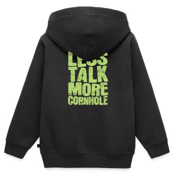 Moins parler plus Cornhole Game Target Hobby - Sweat Premium à capuche zippé enfant bio - noir - Dos - AI Model Kid Male (0cm)