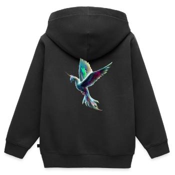 Einhorn Vogel - Kinder Premium Organic Zip Hoodie - Schwarz - Hinten - AI Model Kid Male (0cm)