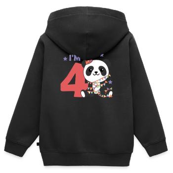 Panda pour le quatrième anniversaire des enfants de 4 ans - Sweat Premium à capuche zippé enfant bio - noir - Dos - AI Model Kid Male (0cm)