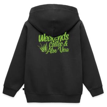 Weekends Coffee and Aloe Vera Plant - Kids Premium Organic Zip-up Hoodie - black - Back - AI Model Kid Male (0cm)