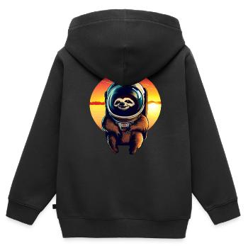 Faulenzer im Weltraum im Sonnenuntergang - Kinder Premium Organic Zip Hoodie - Schwarz - Hinten - AI Model Kid Male (0cm)