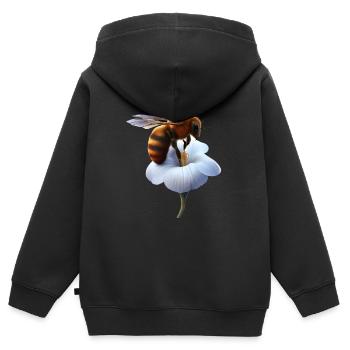 Biene auf Blume - Kinder Premium Organic Zip Hoodie - Schwarz - Hinten - AI Model Kid Male (0cm)