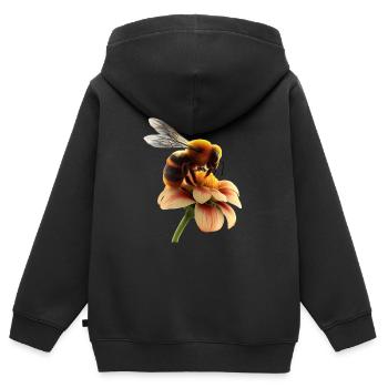 Biene auf Blume - Kinder Premium Organic Zip Hoodie - Schwarz - Hinten - AI Model Kid Male (0cm)