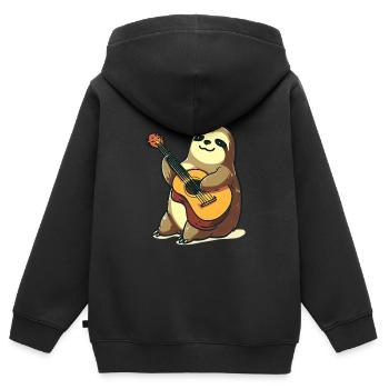 Musikalisches Faultier - Kinder Premium Organic Zip Hoodie - Schwarz - Hinten - AI Model Kid Male (0cm)