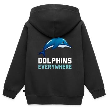 Dauphins partout IQ Animaux intelligents Créatures marines - Sweat Premium à capuche zippé enfant bio - noir - Dos - AI Model Kid Male (0cm)