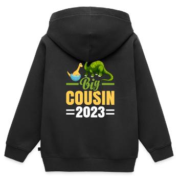 Dinosaurier Din Big Cousin 2023 Saurus Geschenk - Kinder Premium Organic Zip Hoodie - Schwarz - Hinten - AI Model Kid Male (0cm)