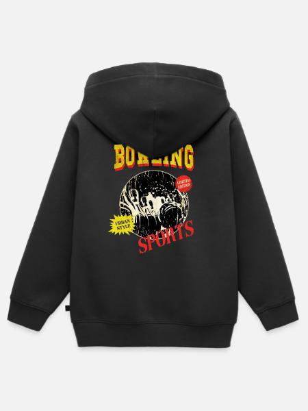Bowling Bowlen Bowlingkugel Pins Bowlingspieler - Hoodie Premium med dragkedja barn ekologisk - svart