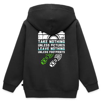 Take Nothing Unless Pictures Leave Nothing Unless - Kinder Premium Organic Zip Hoodie - Schwarz - Hinten - AI Model Kid Male (0cm)