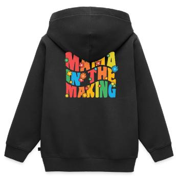 Mama in the making vintage flowers - Kids Premium Organic Zip-up Hoodie - black - Back - AI Model Kid Male (0cm)