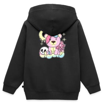 Kawaii Gothic Bär Pastellfarben Gothic Goth - Kinder Premium Organic Zip Hoodie - Schwarz - Hinten - AI Model Kid Male (0cm)