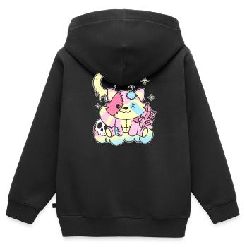 Kawaii Gothic Waschbär Pastellfarben Gothic - Kinder Premium Organic Zip Hoodie - Schwarz - Hinten - AI Model Kid Male (0cm)