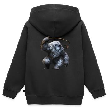 Yéti avec arc et flèches - Sweat Premium à capuche zippé enfant bio - noir - Dos - AI Model Kid Male (0cm)