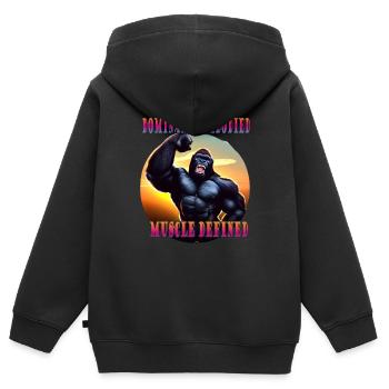 Dominance embodied muscle defined - Kinder Premium Organic Zip Hoodie - Schwarz - Hinten - AI Model Kid Male (0cm)