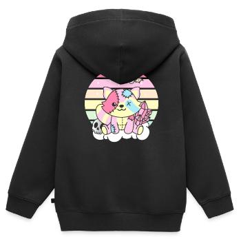 Kawaii Gothic Waschbär Pastellfarben Gothic - Kinder Premium Organic Zip Hoodie - Schwarz - Hinten - AI Model Kid Male (0cm)