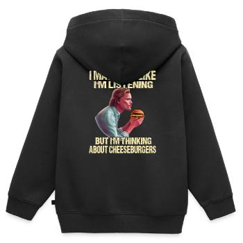 Pensées de cheeseburgers - Sweat Premium à capuche zippé enfant bio - noir - Dos - AI Model Kid Male (0cm)