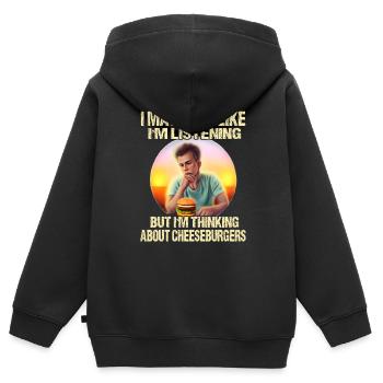 Pensées de cheeseburgers - Sweat Premium à capuche zippé enfant bio - noir - Dos - AI Model Kid Male (0cm)