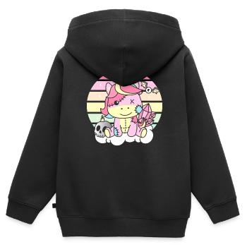 Kawaii Gothic Einhorn Pastellfarben Gothic Goth - Kinder Premium Organic Zip Hoodie - Schwarz - Hinten - AI Model Kid Male (0cm)