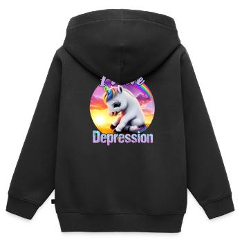 Depressed unicorn in sunset - Kids Premium Organic Zip-up Hoodie - black - Back - AI Model Kid Male (0cm)