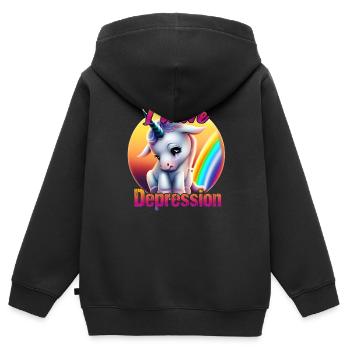 Depressed unicorn in sunset - Kids Premium Organic Zip-up Hoodie - black - Back - AI Model Kid Male (0cm)