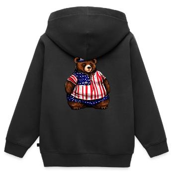 Fetter Amerikanischer Bär - Kinder Premium Organic Zip Hoodie - Schwarz - Hinten - AI Model Kid Male (0cm)