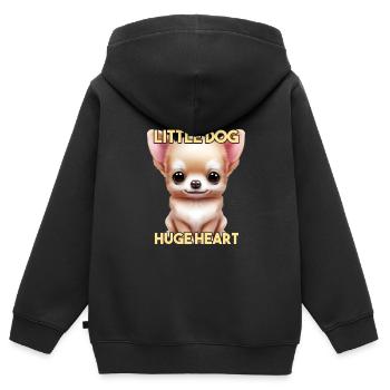 Kleiner Chihuahua mit großem Herzen - Kinder Premium Organic Zip Hoodie - Schwarz - Hinten - AI Model Kid Male (0cm)