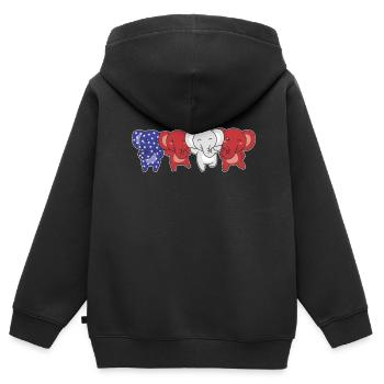 Elefant für den vierten Juli USA Flagge Elefanten - Kinder Premium Organic Zip Hoodie - Schwarz - Hinten - AI Model Kid Male (0cm)