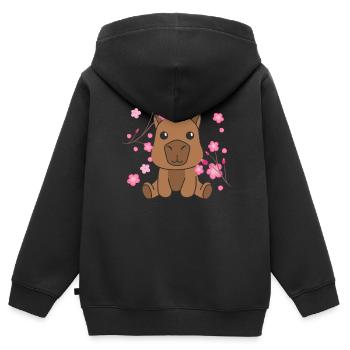 Capybara süße Tiere für Kinder Kawaii - Kinder Premium Organic Zip Hoodie - Schwarz - Hinten - AI Model Kid Male (0cm)