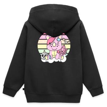 Kawaii Gothic Nashorn Pastellfarben Gothic Goth - Kinder Premium Organic Zip Hoodie - Schwarz - Hinten - AI Model Kid Male (0cm)